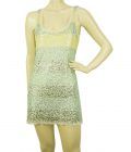 DKNY Green & Yellow Striped Sleeveless Sequins 100% Mini Length Dress sz S