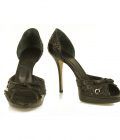Christian Dior Black Stitched Leather Peep Toe Pumps Platform Shoes sz 39