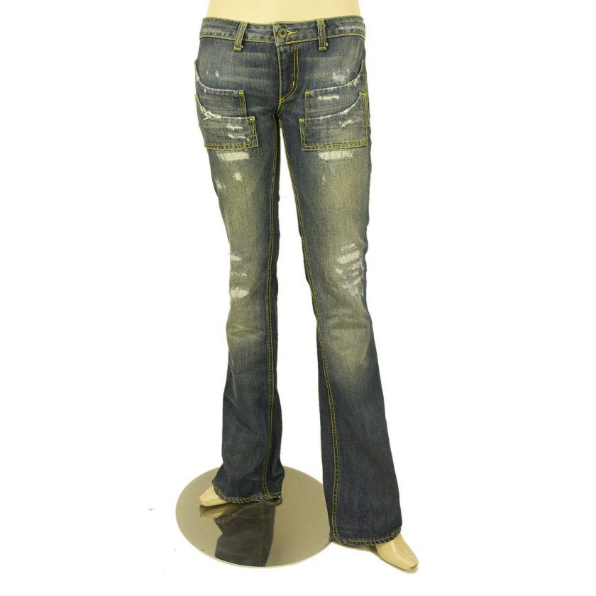 Dondup Blue Stand Art Denim Jeans Distressed Trousers Pants sz 26 P116 023 CLOUD