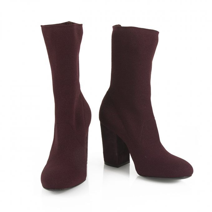 Elena Iachi Bordeaux Stretch Knit Pull On Sock Booties Boots Heels Shoes size 38
