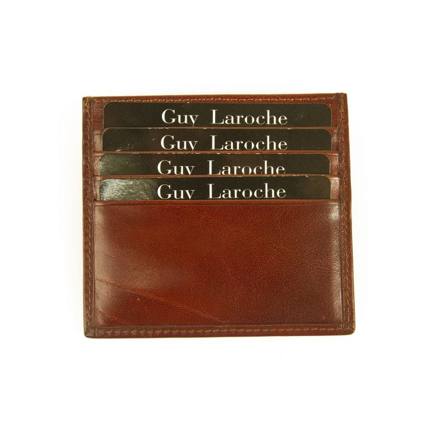 Guy Laroche Unisex Brown Leather Business Credit Card Holder New with Box