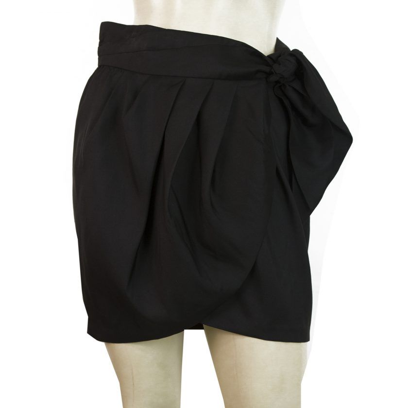 Isabel Marant Black Wrap 100% Silk Mini Skirt Size 38
