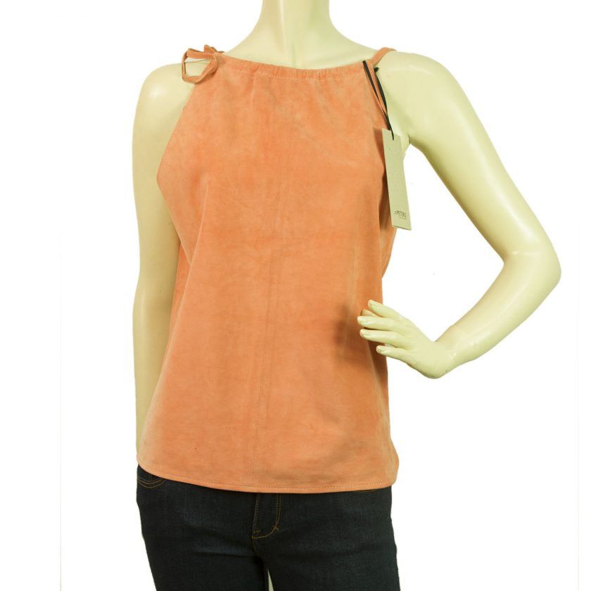 Jo Peters NEW 100% Leather Suede Salmon Pink Cami Sleeveless Top