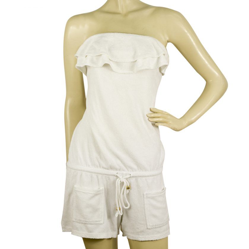 Juicy Couture White Terry Swimwear Strapless Ruffled Romper Playsuit - Sz M