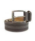 Paul & Shark Brown Men's Leather Belt w. Contrast White Stitching