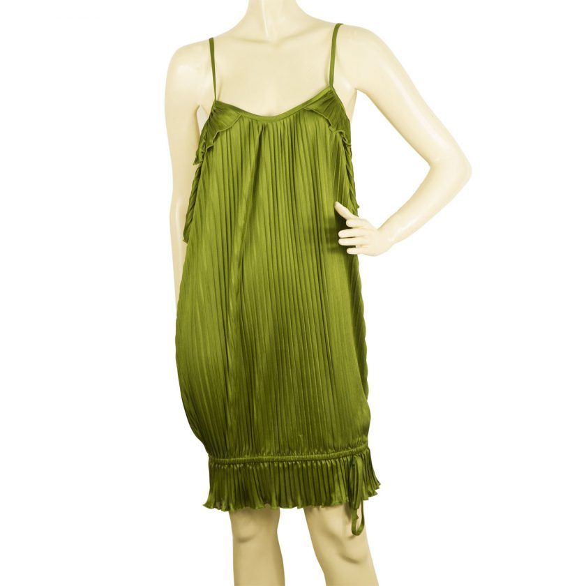Richmond Green Pleated Cut Sides Drawstring Hemline Mini Dress size 38