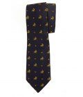 Salvatore Ferragamo 100% Silk Blue Dogs Geese Pattern Men's Neck Tie Necktie