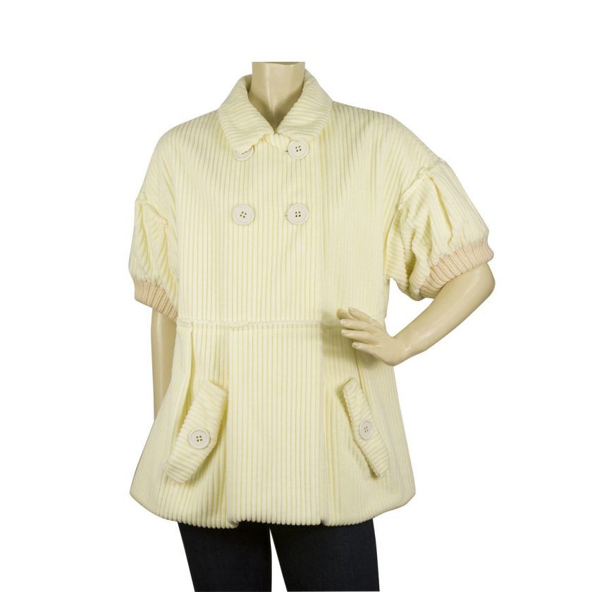 Sonia By Sonia Rykiel Short Sleeve Cream Corduroy Cotton fabric Jacket - Sz 2