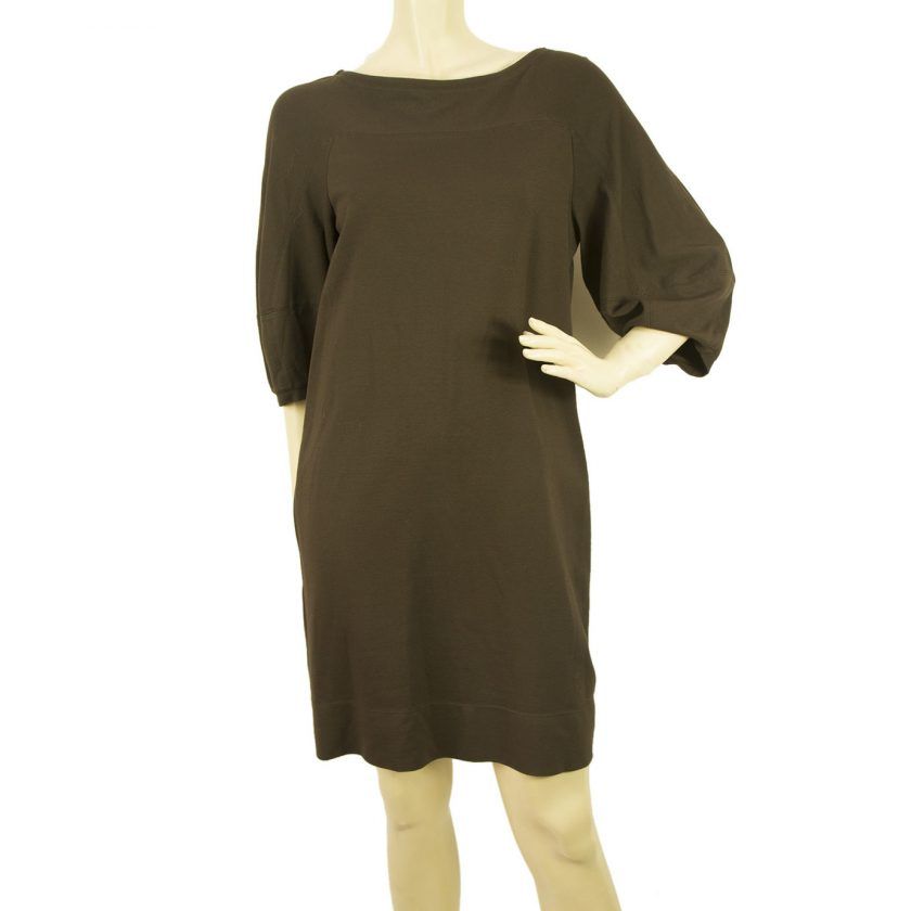 Theory " Missie Craze " Brown Viscose Mini Length Tunic Dress Fitted Back - Sz S