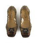TOD'S Gommino Taupe Suede Beaded Ballerinas Flat Elastic Shoes Rubber Soles 36