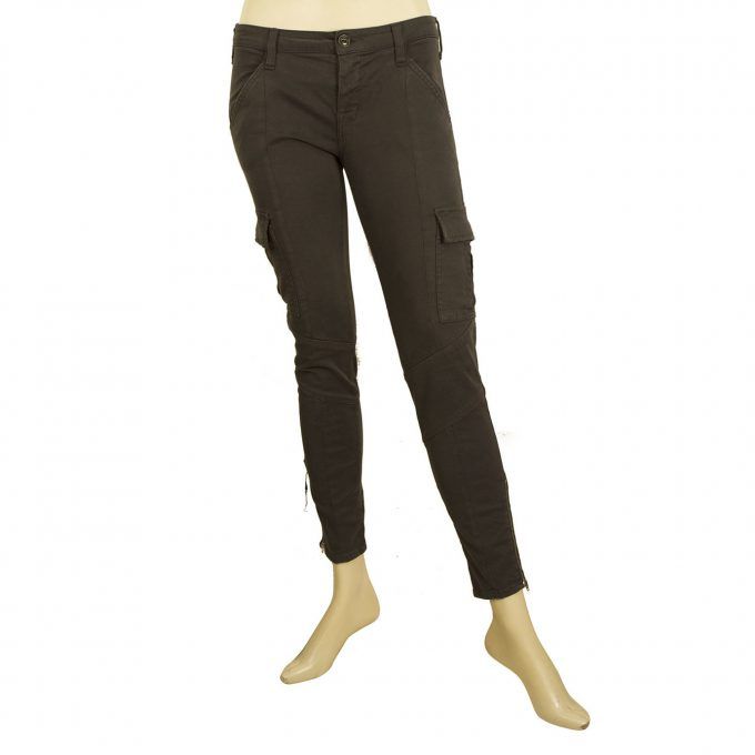 True NYC Womens Gray cargo Slim trousers pants multi pockets zippers sz 25