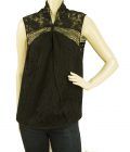 Z Spoke by Zac Posen Black Floral Lace Cotton Sleeveless Top Blouse size 8
