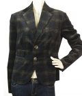 Dsquared 2 D2 Blue & Gray Velour Feel Cotton Checked Button Front Jacket size 44