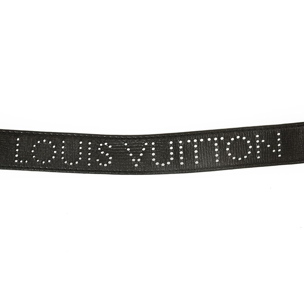 Louis Vuitton Black Perforated Monogram Belt silvertone tonguless buckle 40/100 - 0