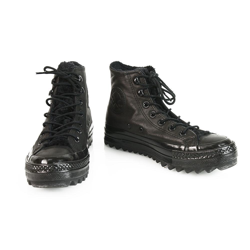 converse leather faux fur lined hi trainers